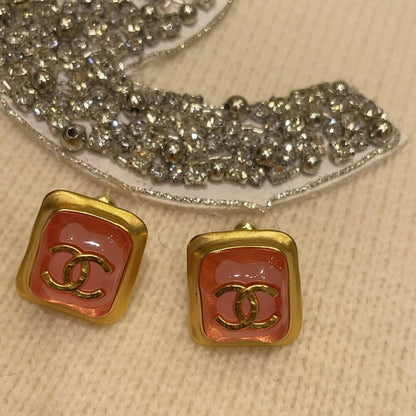 Vintage Rose Gold Square Stud Earrings