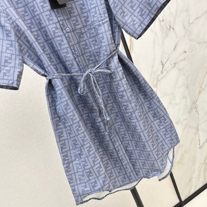 Casual Chic Letter-Print Shirt Dress