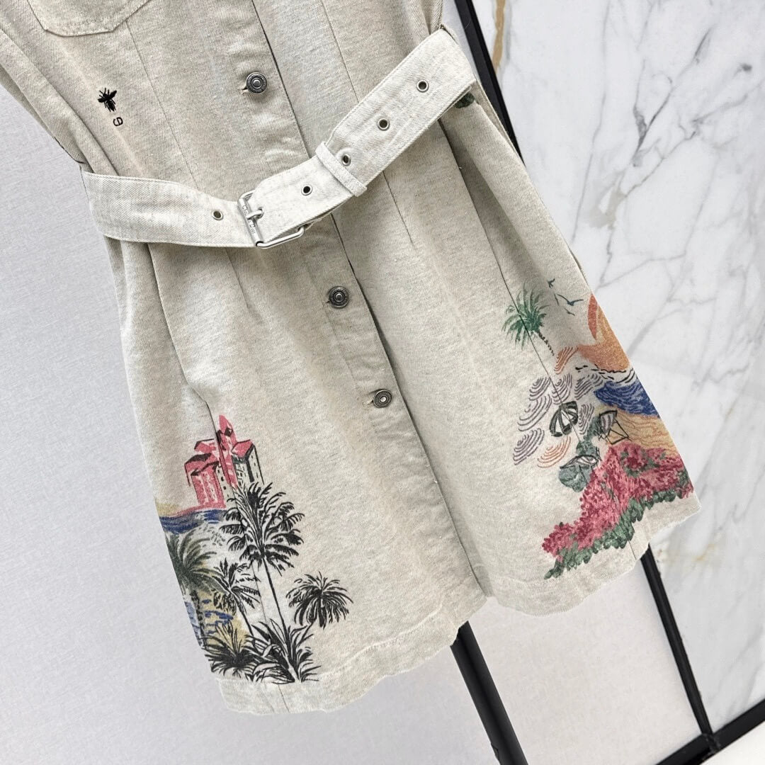 Artistic Print Notch-Collar Dress