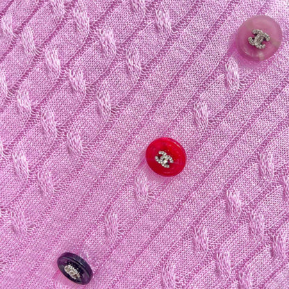 Elegant Knit Vest with Decorative Colored Buttons