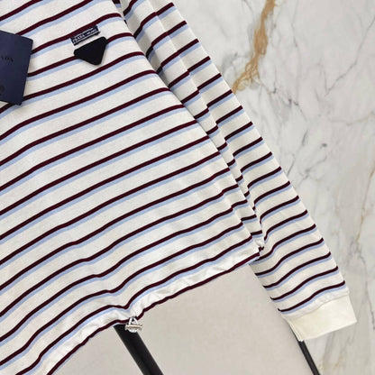 Stylish Striped Long-Sleeve Polo Shirt