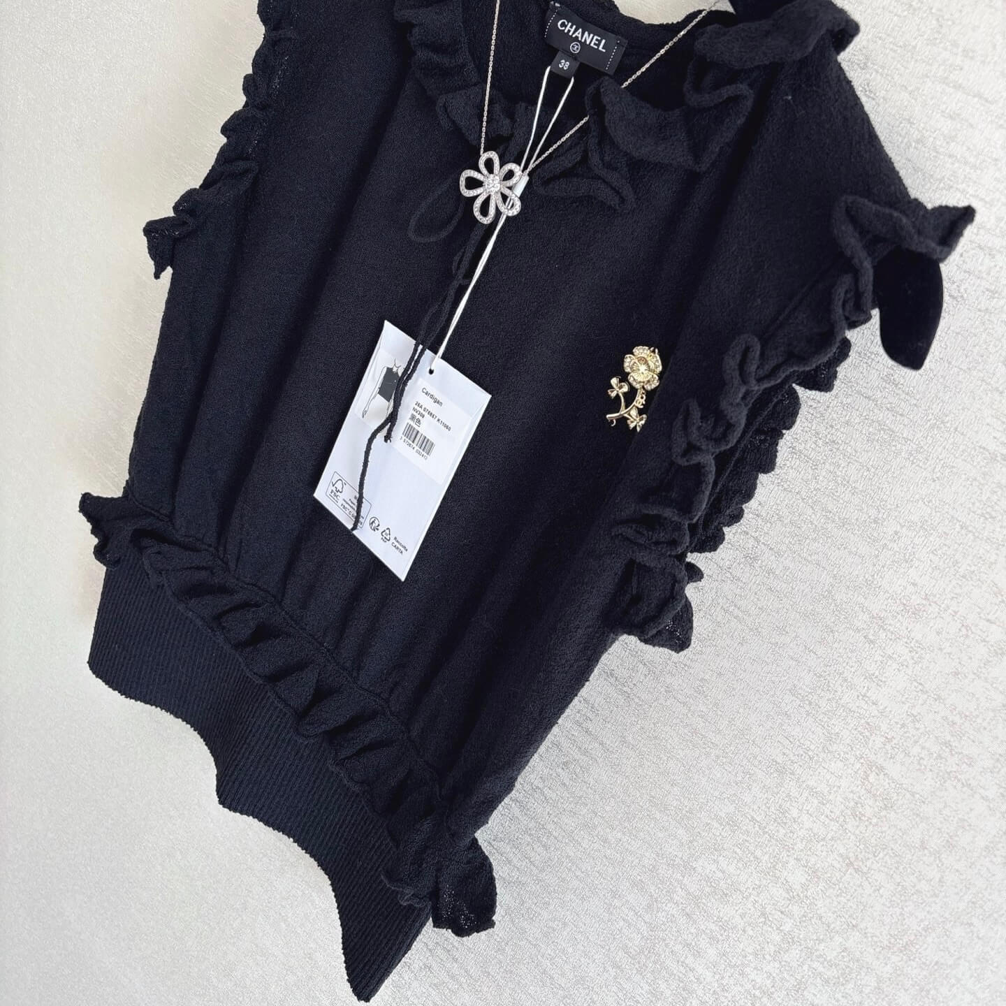 Ruffle-Trimmed Elegance Vest