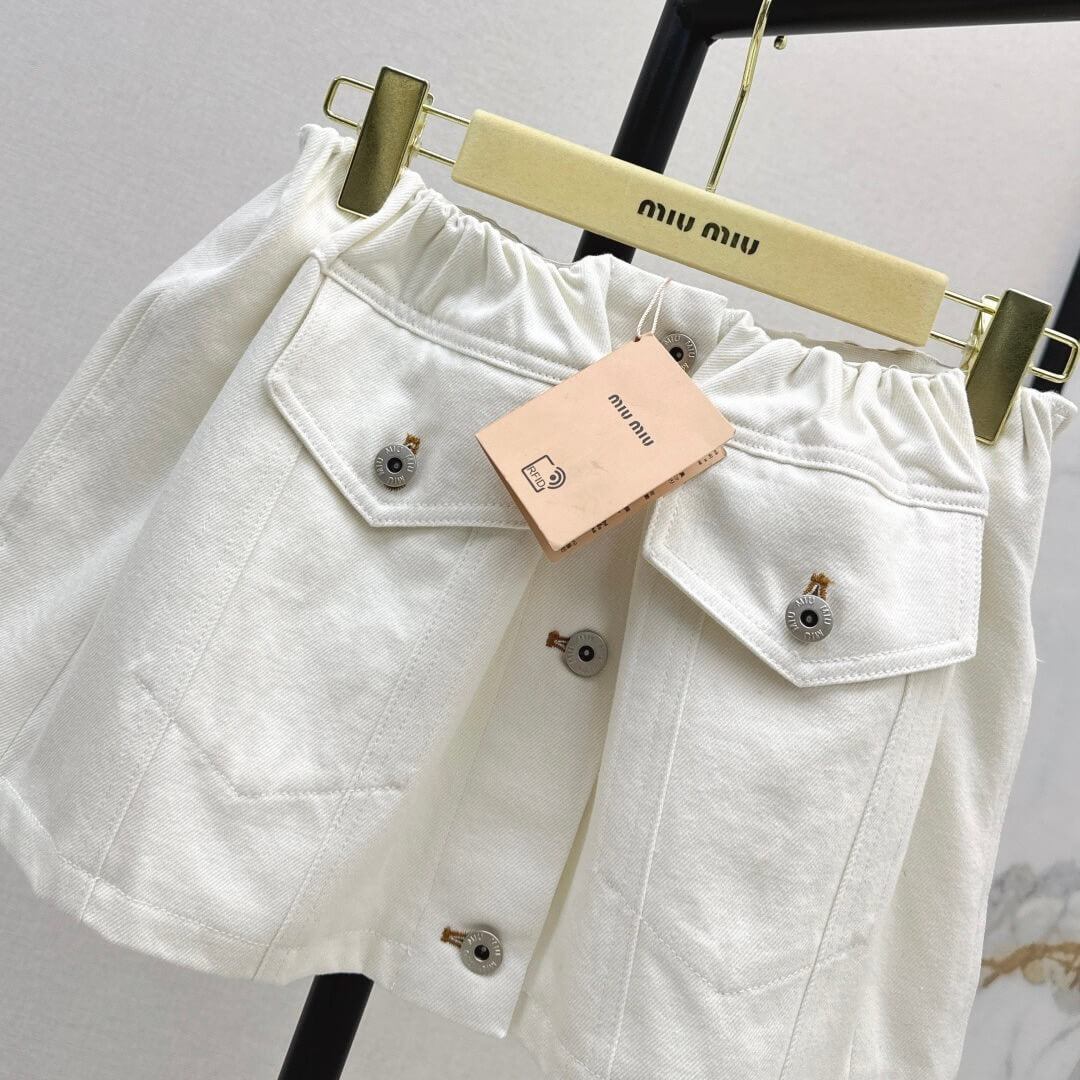 Preppy Vintage Denim Skirt with Elastic Waist