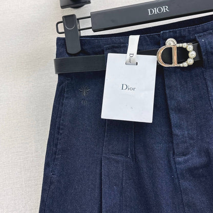 Tailored Denim A-Line Skirt