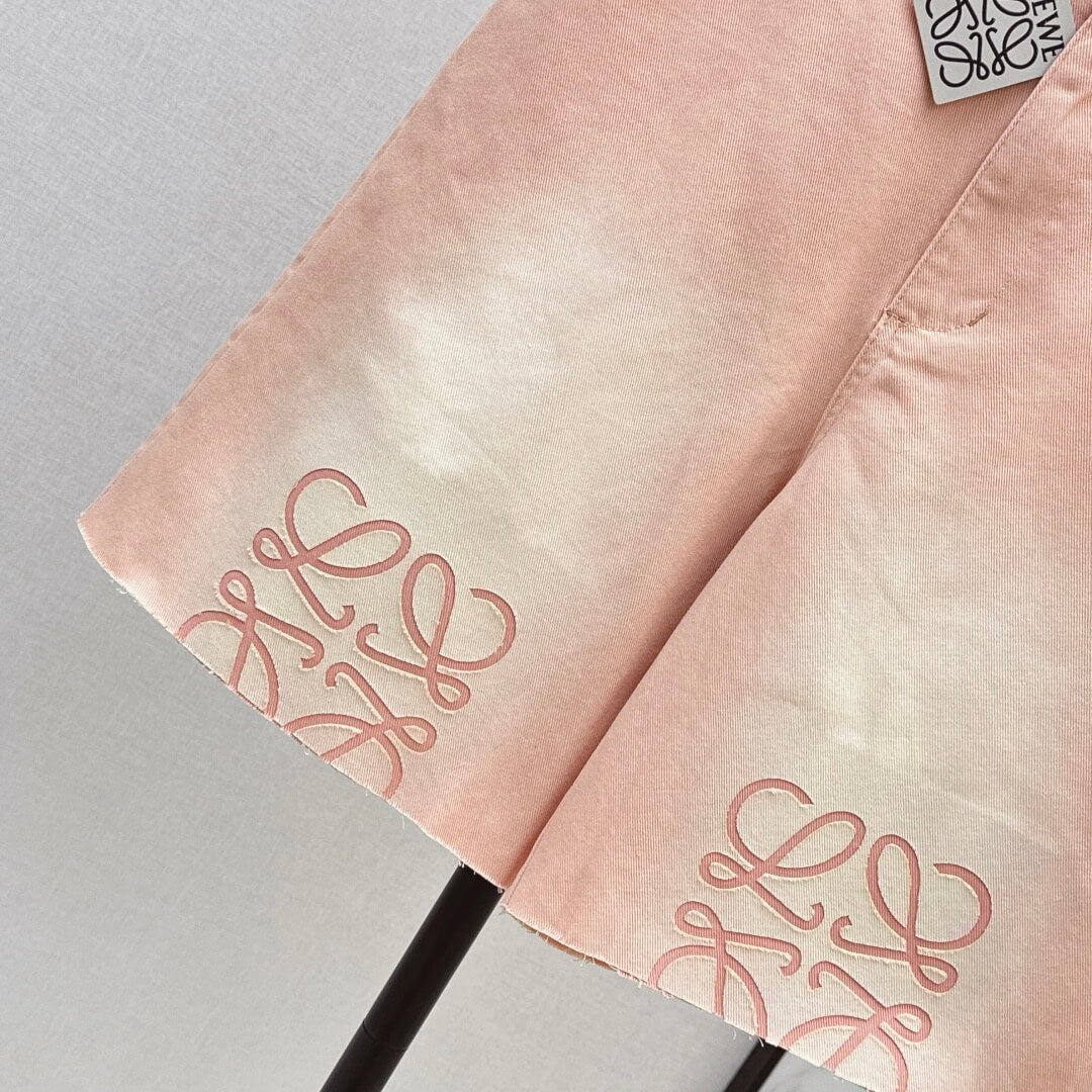 Burnout Floral Design Trendy Gradient Denim Shorts