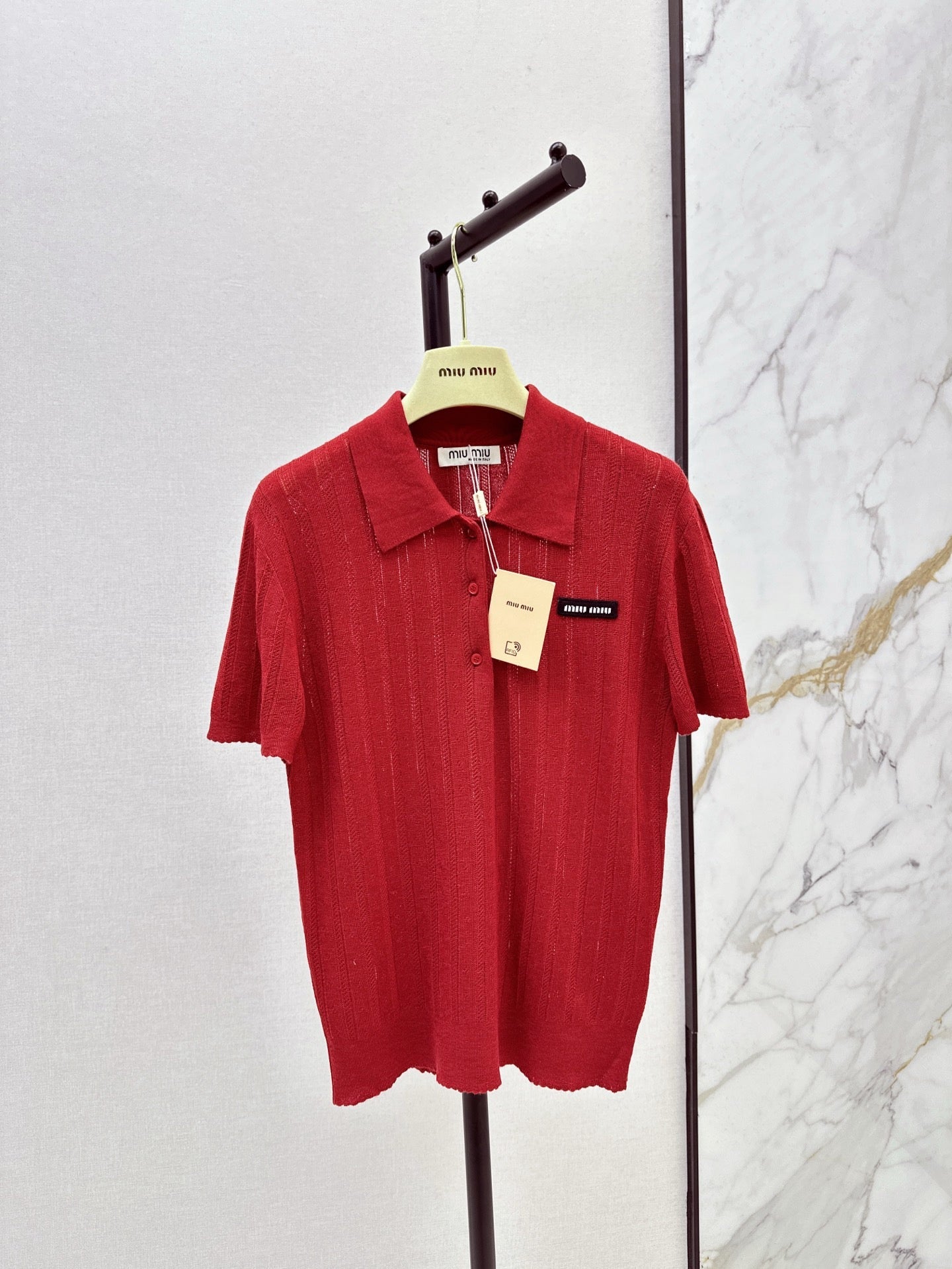 m 25ss knitted polo shirt
