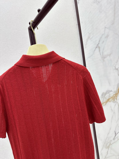 m 25ss knitted polo shirt