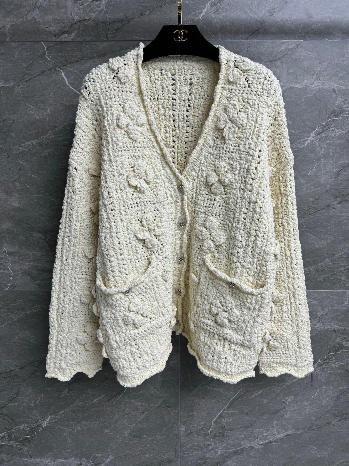 hollow woven cardigan
