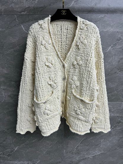 hollow woven cardigan