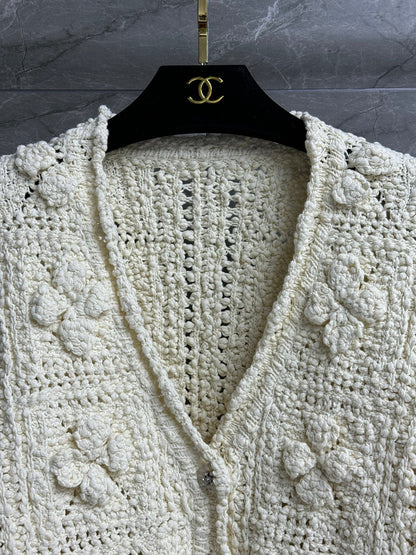 hollow woven cardigan