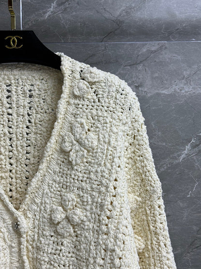 hollow woven cardigan