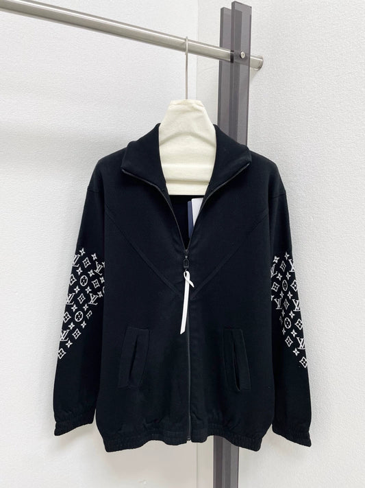 Vintage jacquard stand up collar cardigan