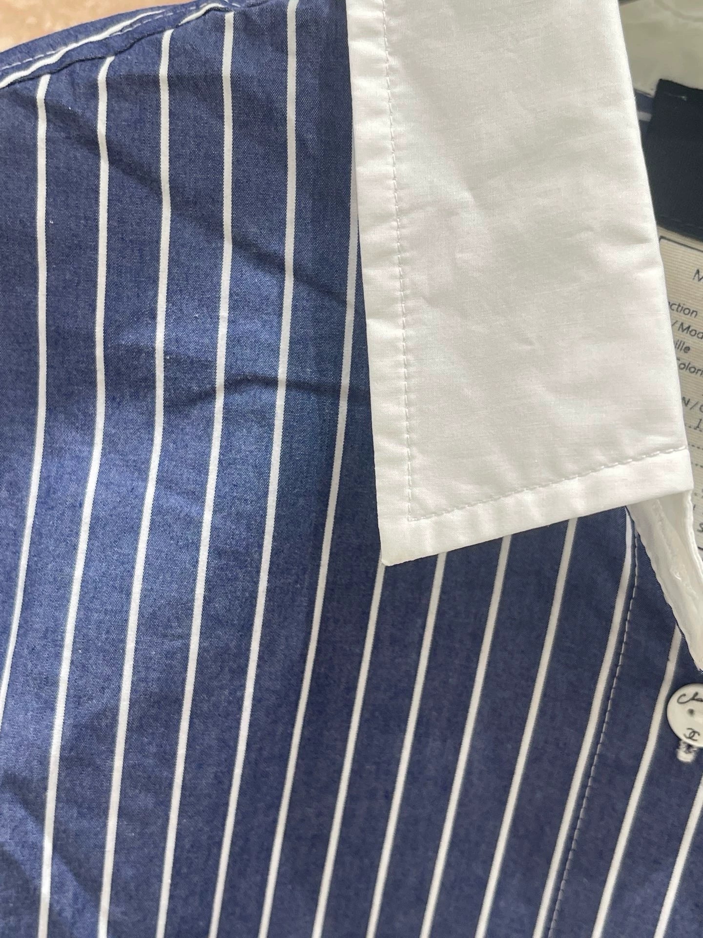 25fw Striped patchwork collar shirt(vintage series)