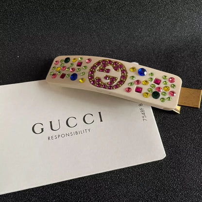 25 new Acetate duckbill clip with colored diamonds and rhinestone letters