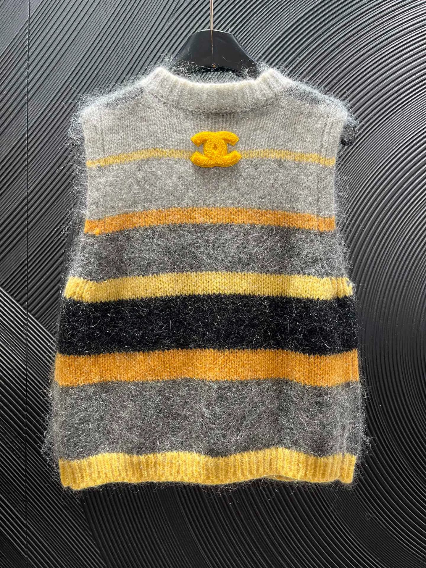 Mohair color blocked striped vest