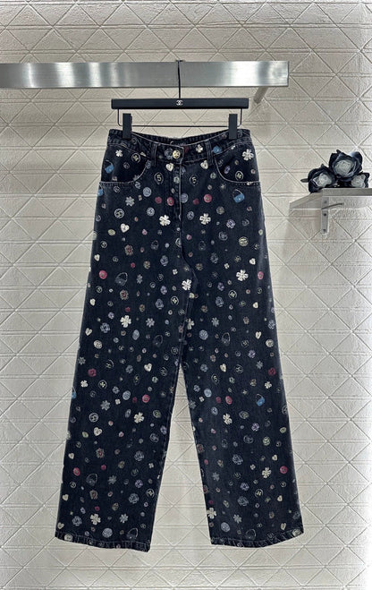 25fw Wide leg laser denim pants