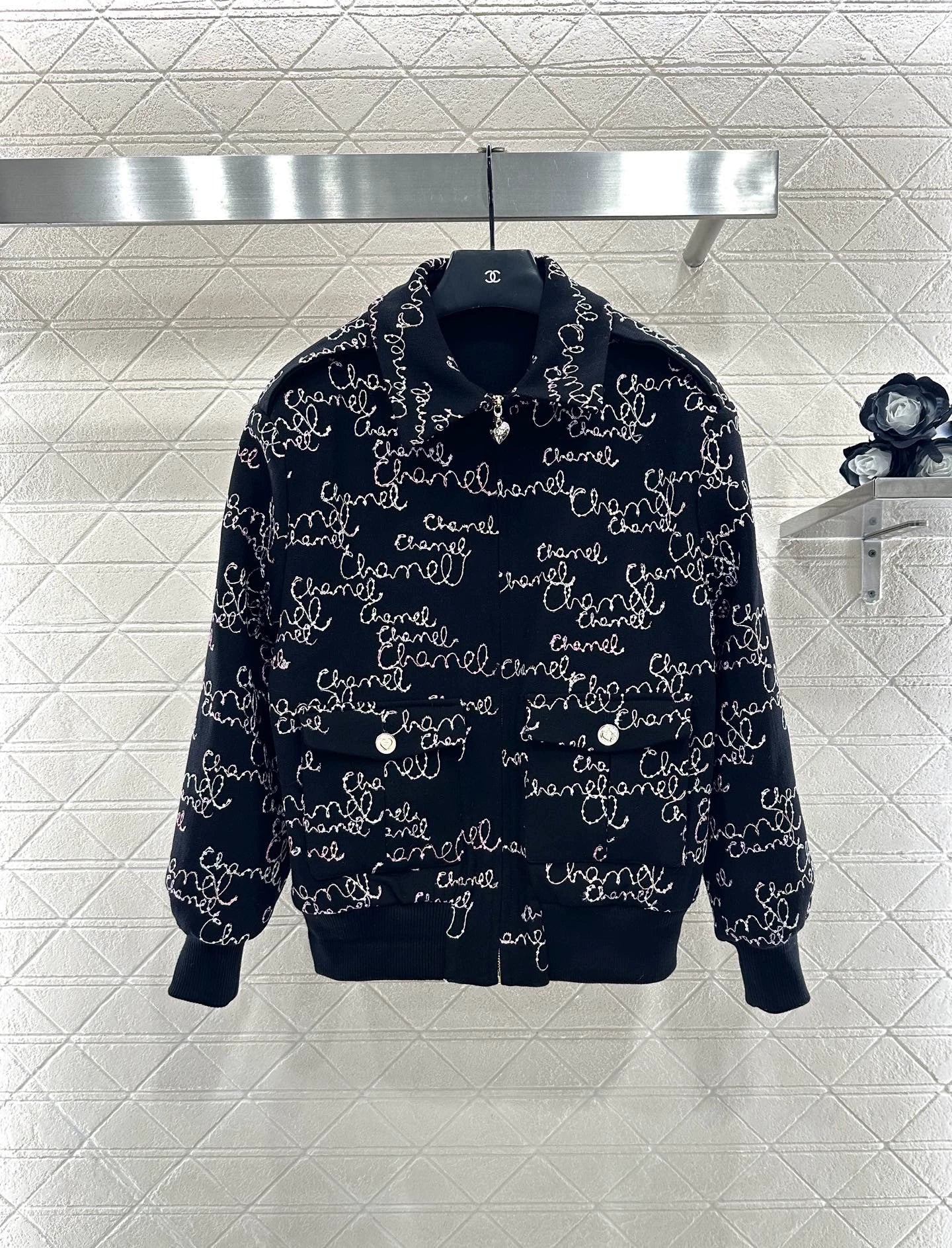 Jacquard cotton jacket shorts set