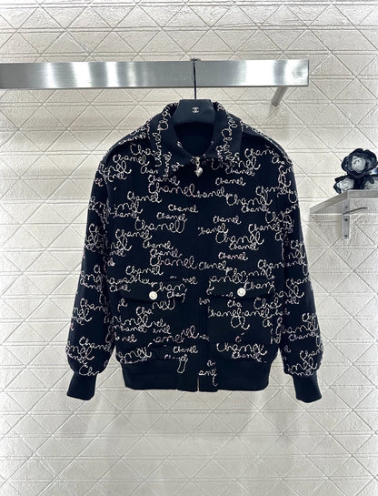 Jacquard cotton jacket shorts set