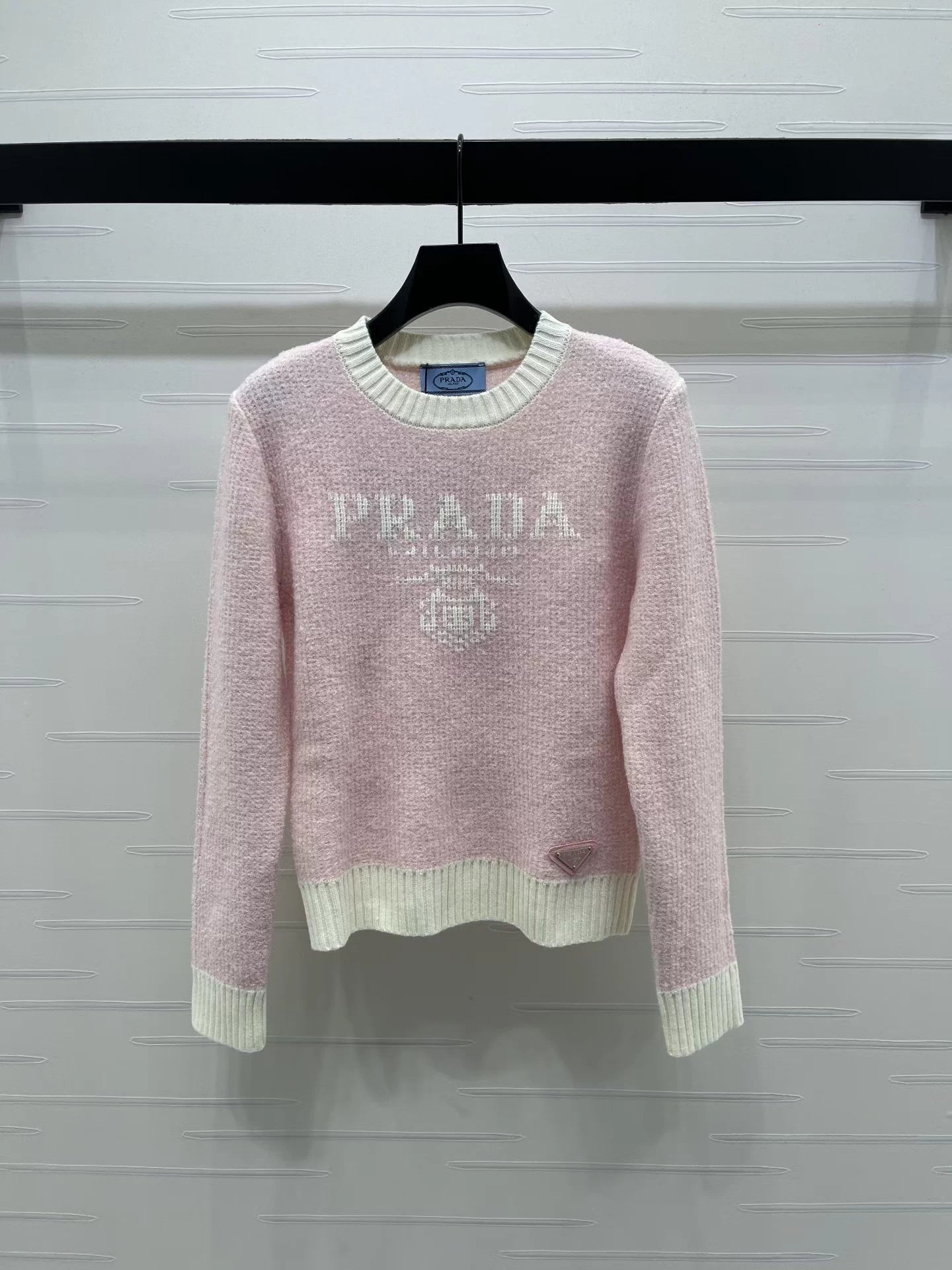 Color blocked letter pullover sweater