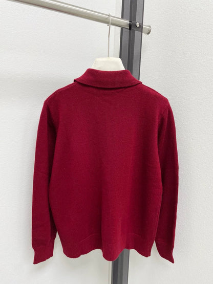 25fw Alphabet jacquard lapel half cardigan