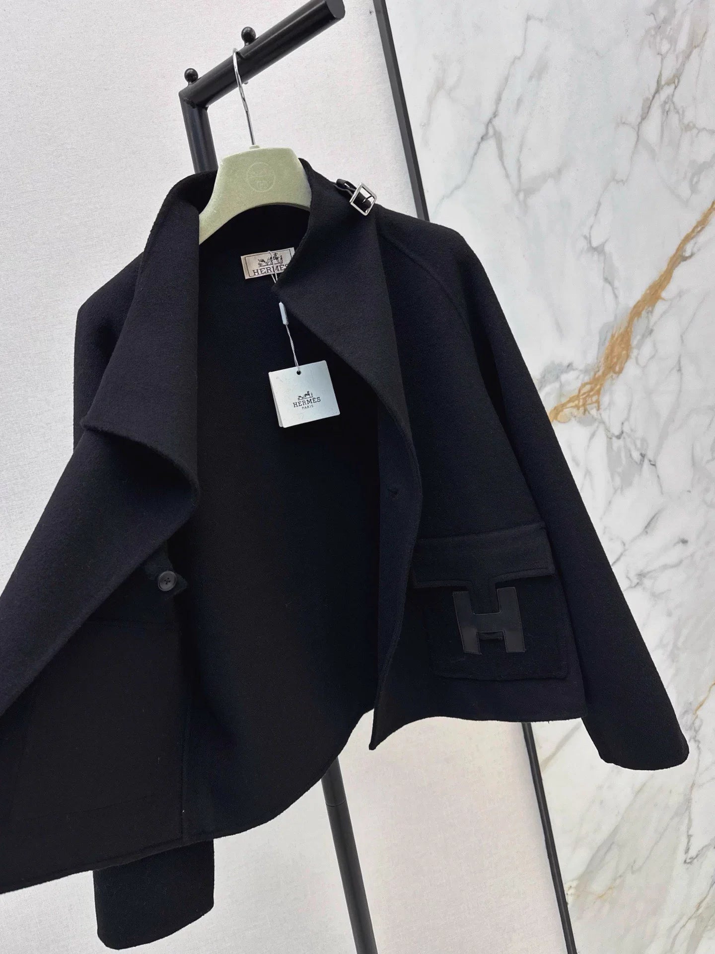 Double-sided wool stand-up collar coat