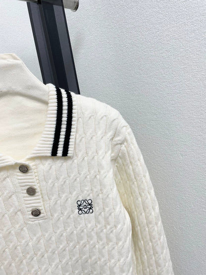 25fw Flower knitted polo shirt