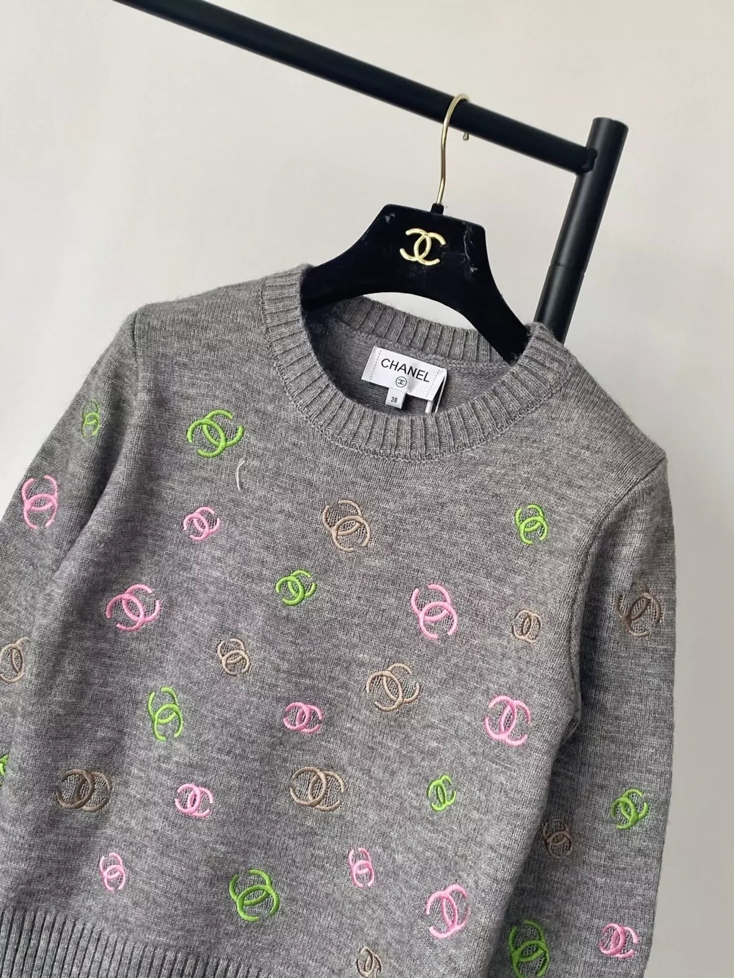 25fw Full printed embroidered sweater