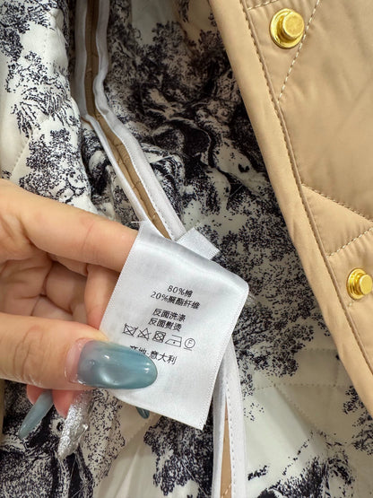 Corduroy collar rattan plaid cotton jacket