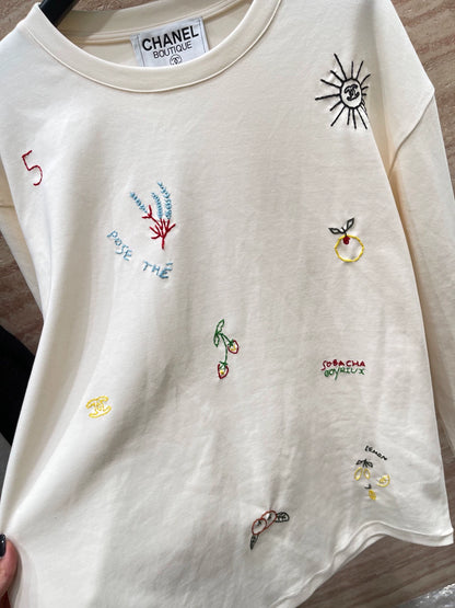 25fw Embroidered pattern long sleeved shirt (vintage series)