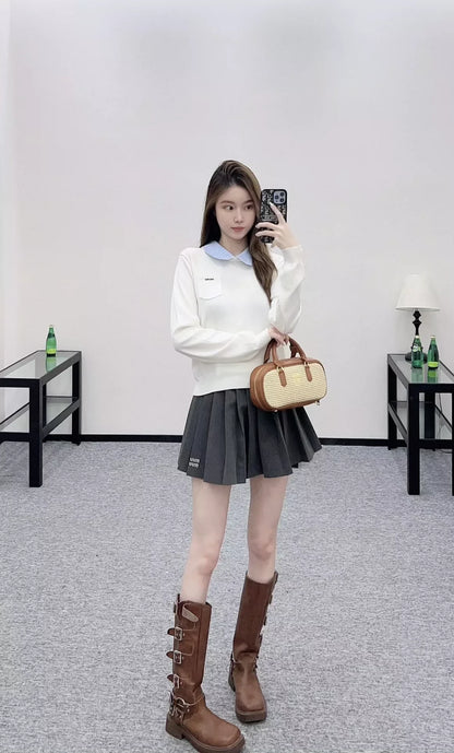 25fw Color blocking knitted long sleeves