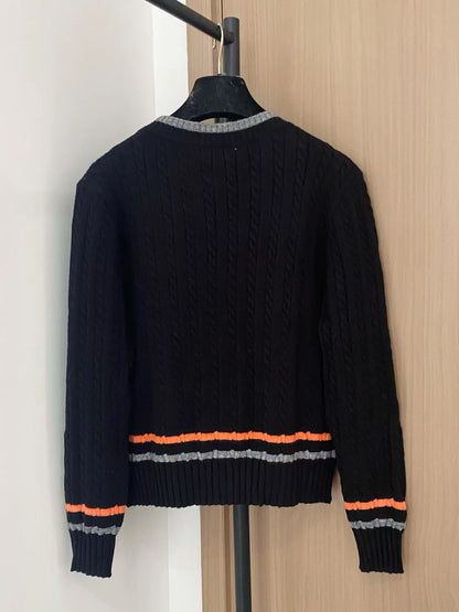 25fw Embroidered letter knitted cardigan