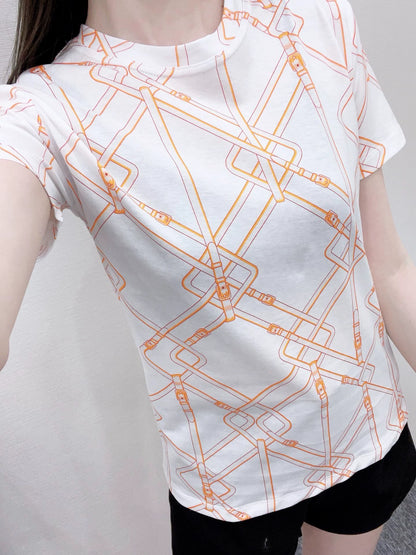 25fw Chain buckle printed T-shirt）