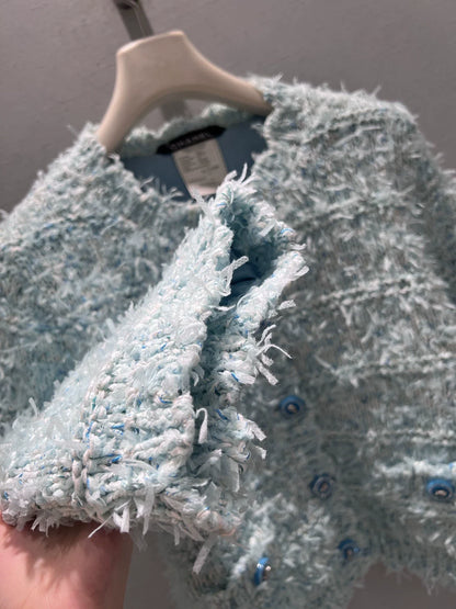 Wool blend tweed cardigan