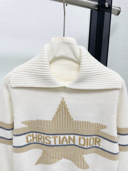 25fw Vertical contrasting navy neck sweater