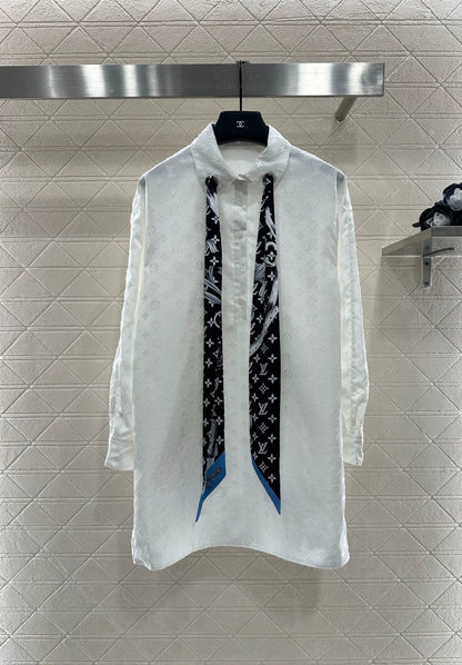 25fw Silk scarf long shirt