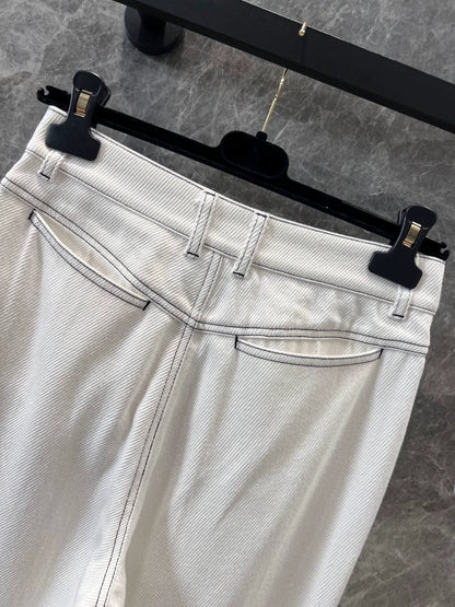 25 Summer new embroidery white straight loose jeans