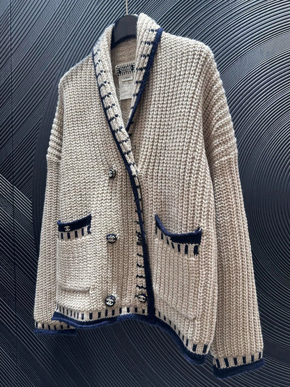 Double breasted sweater jacket