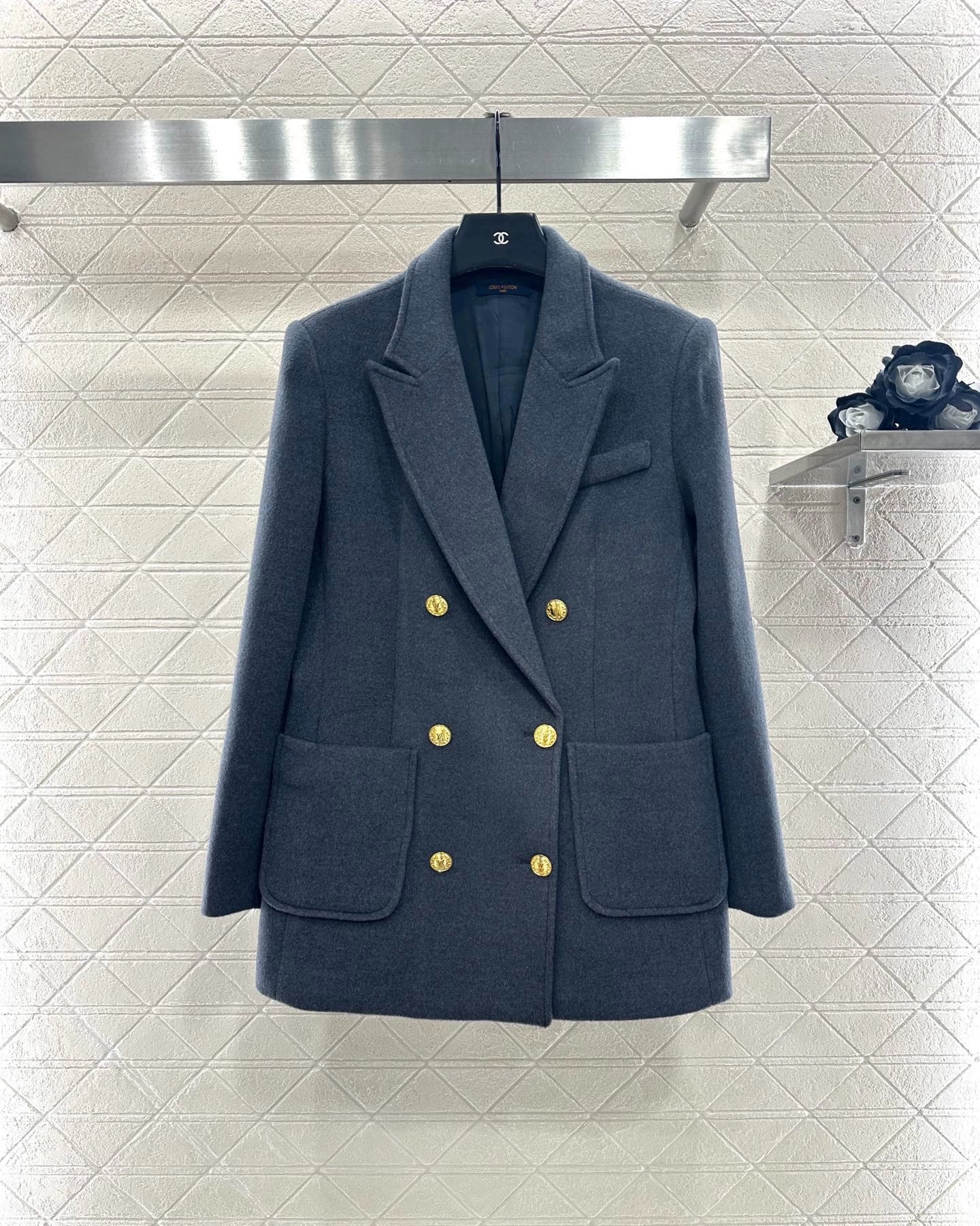 Double-Breasted Blazer with Straight Lapels