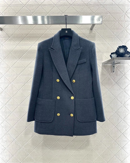 Double-Breasted Blazer with Straight Lapels