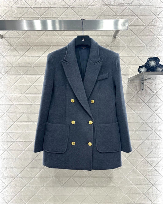 Double-Breasted Blazer with Straight Lapels