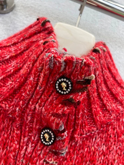 Stand up collar long sleeved sweater jacket