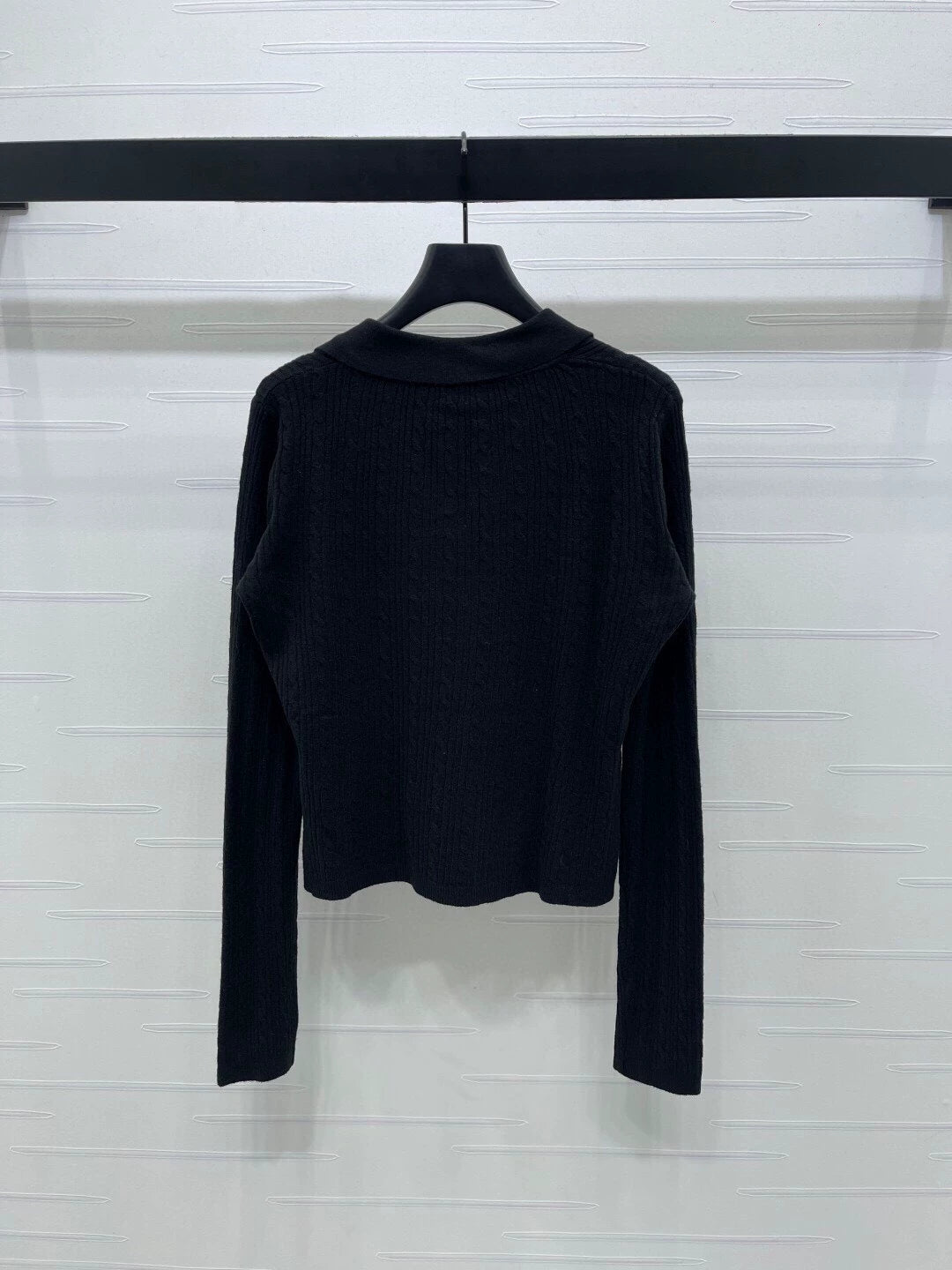 Vertical pit stripe lapel cardigan