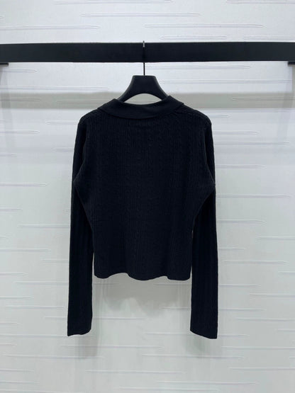 Vertical pit stripe lapel cardigan