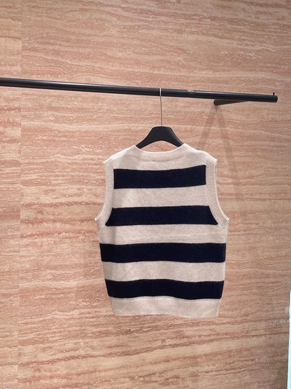 25fw Striped V-neck sweater vest(vintage series)