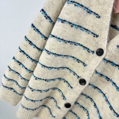 25fw V-neck striped cardigan