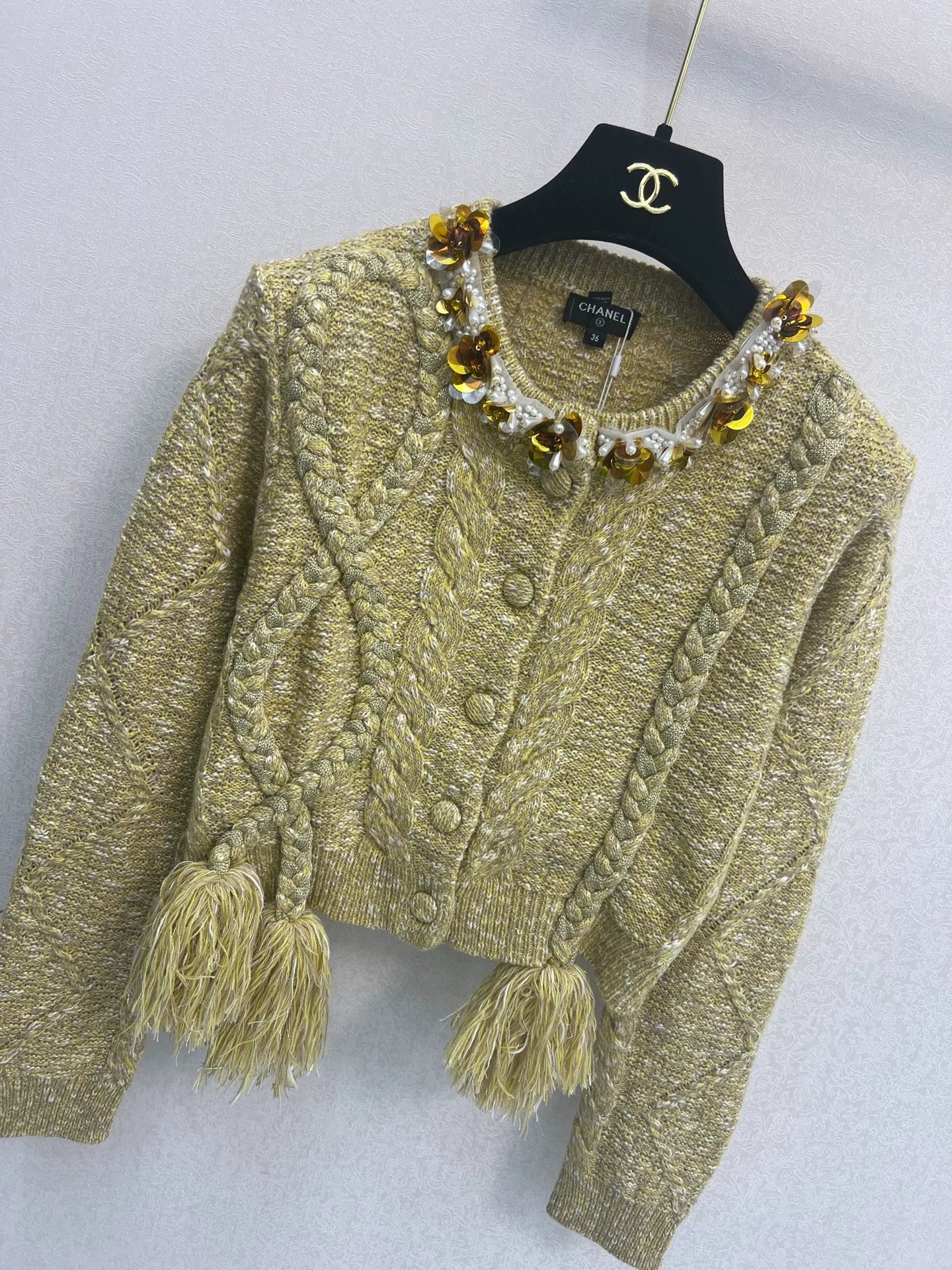 Nail bead flower decorative edge twisted flower knitted jacket