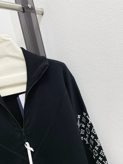 Vintage jacquard stand up collar cardigan