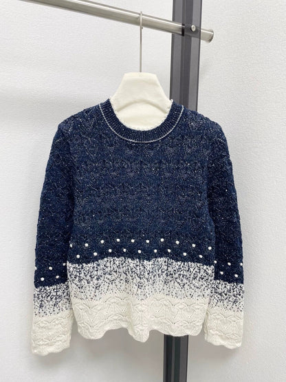 25fw Gradient lace patchwork sweater