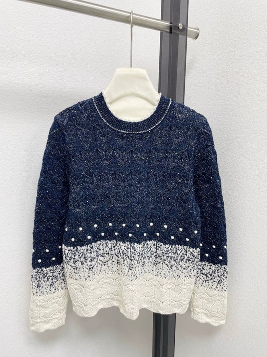 25fw Gradient lace patchwork sweater
