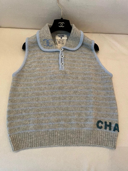 25fw Collar striped sleeveless vest (vintage series)